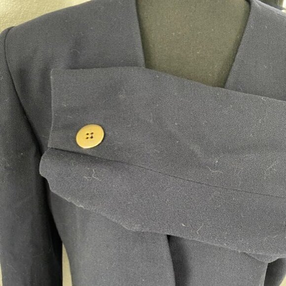 VINTAGE Christian Dior Navy Blue Gold Button Wool Blazer Jacket Sz XL 18 - Picture 9 of 13